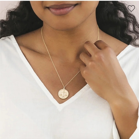 Brilliant Earth Libra Zodiac Diamond Medallion Necklace in 14K Yellow Gold - Picture 4 of 10